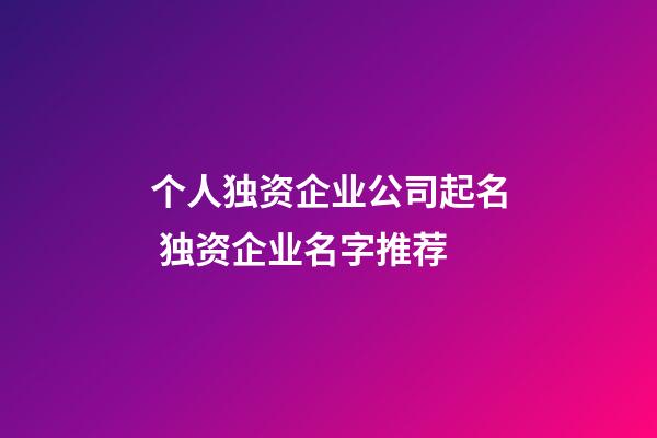 个人独资企业公司起名 独资企业名字推荐-第1张-公司起名-玄机派